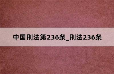 中国刑法第236条_刑法236条