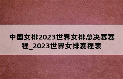中国女排2023世界女排总决赛赛程_2023世界女排赛程表