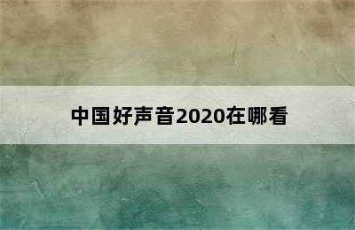 中国好声音2020在哪看