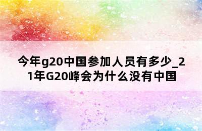 今年g20中国参加人员有多少_21年G20峰会为什么没有中国