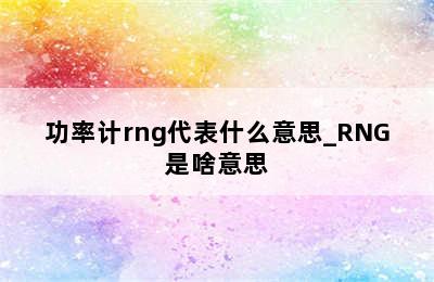 功率计rng代表什么意思_RNG是啥意思