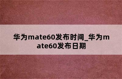 华为mate60发布时间_华为mate60发布日期