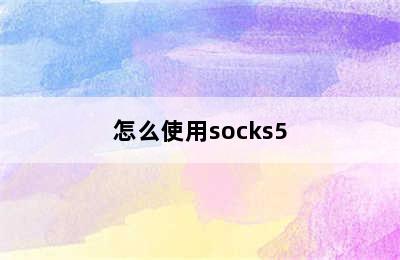 怎么使用socks5