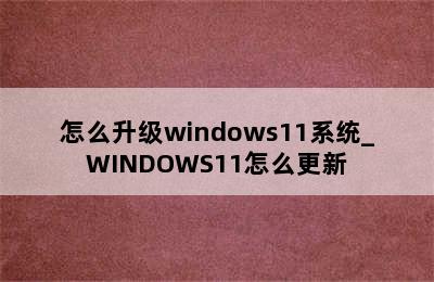 怎么升级windows11系统_WINDOWS11怎么更新