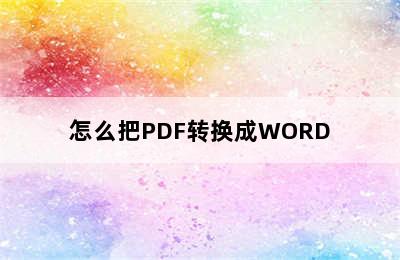 怎么把PDF转换成WORD