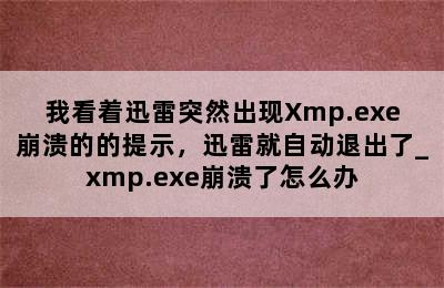 我看着迅雷突然出现Xmp.exe崩溃的的提示，迅雷就自动退出了_xmp.exe崩溃了怎么办