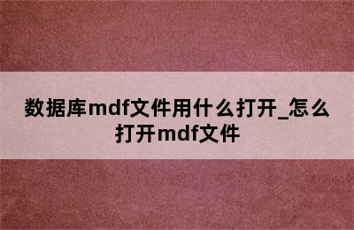 数据库mdf文件用什么打开_怎么打开mdf文件