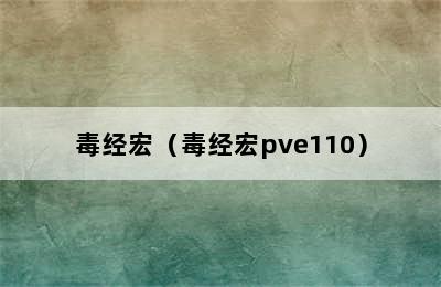 毒经宏（毒经宏pve110）