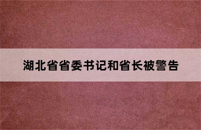 湖北省省委书记和省长被警告