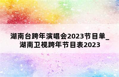 湖南台跨年演唱会2023节目单_湖南卫视跨年节目表2023