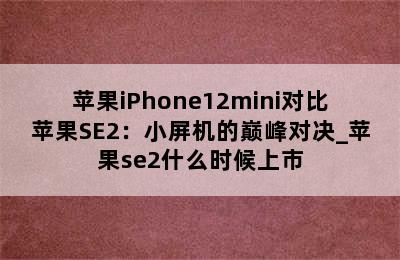苹果iPhone12mini对比苹果SE2：小屏机的巅峰对决_苹果se2什么时候上市